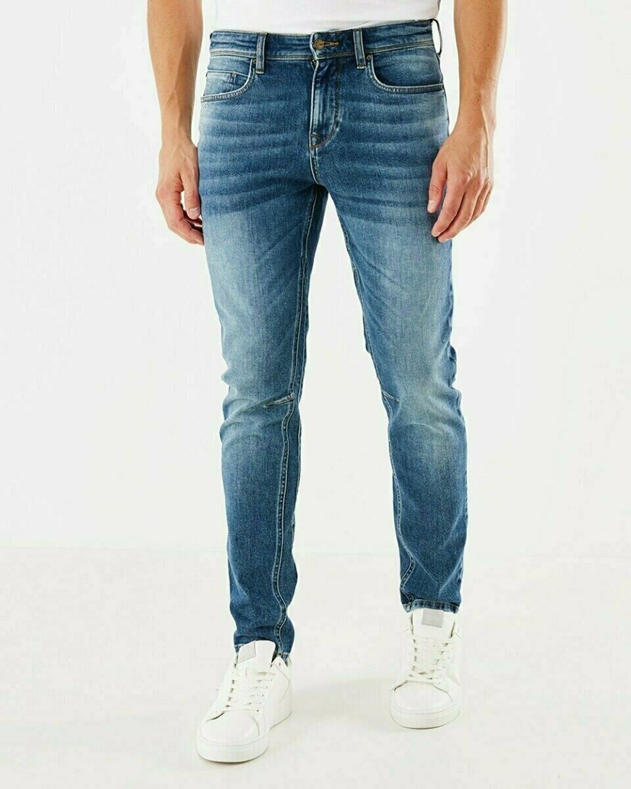 Mexx ADAM Mid waist/ Tapered leg jeans Medium Vintage Niebieskie | TPEBM3791