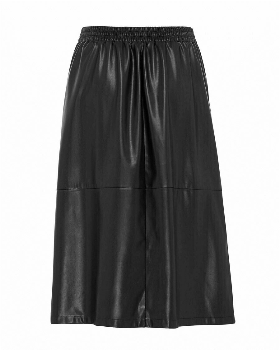 Mexx A-line button through PU skirt Black Czarne | LOGMV8351