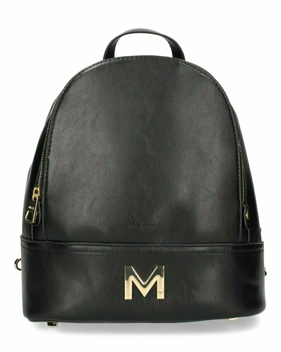 Mexx Backpack Black Srebrne | EBKSF9574