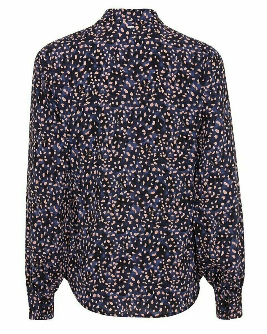 Mexx Basic printed blouse Navy Niebieskie | QNDIP7640