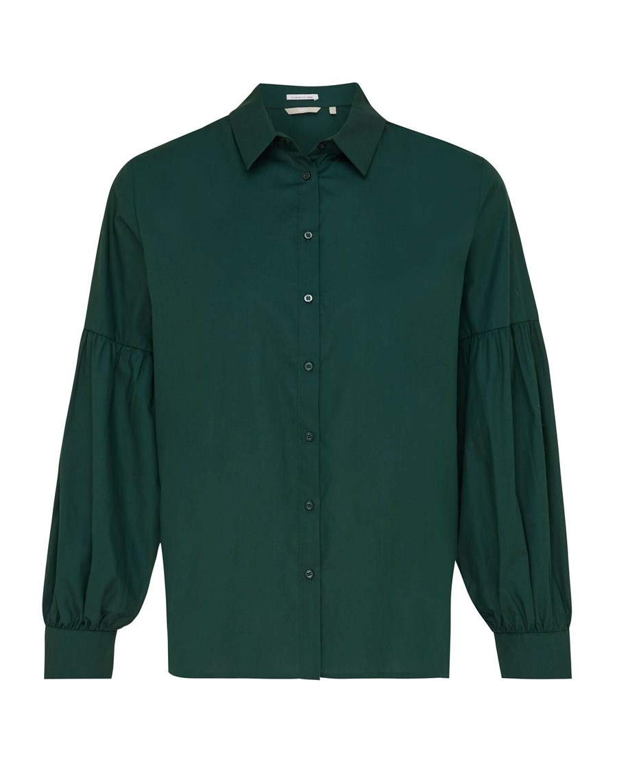 Mexx Bawełniane blouse puff sleeve Dark Green Zielone | KUQRJ8165