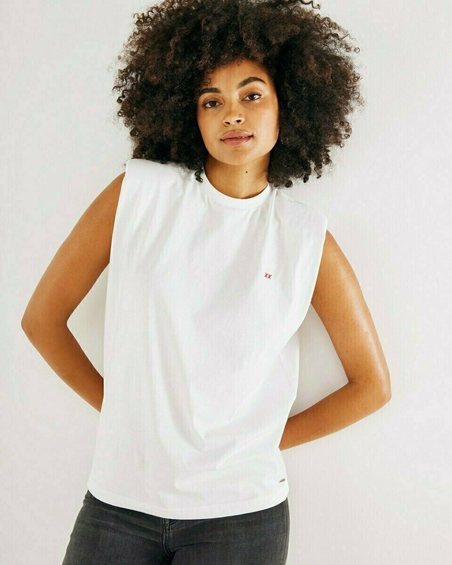 Mexx Bez Rękawów shoulderpad top White Białe | KEMHO3620