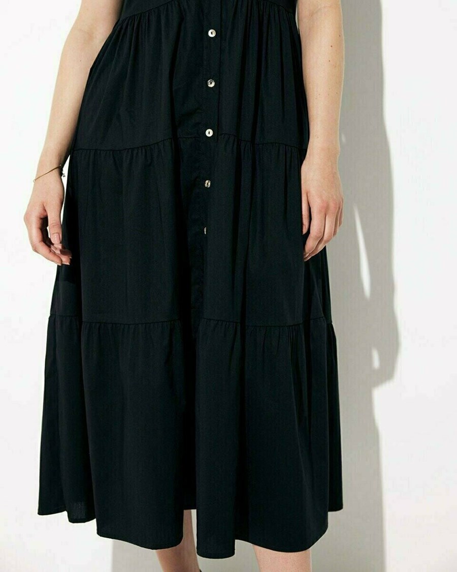 Mexx Button through dress Black Czarne | GXZSN4571