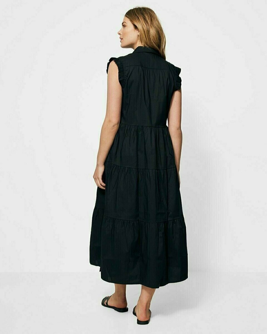 Mexx Button through dress Black Czarne | GXZSN4571