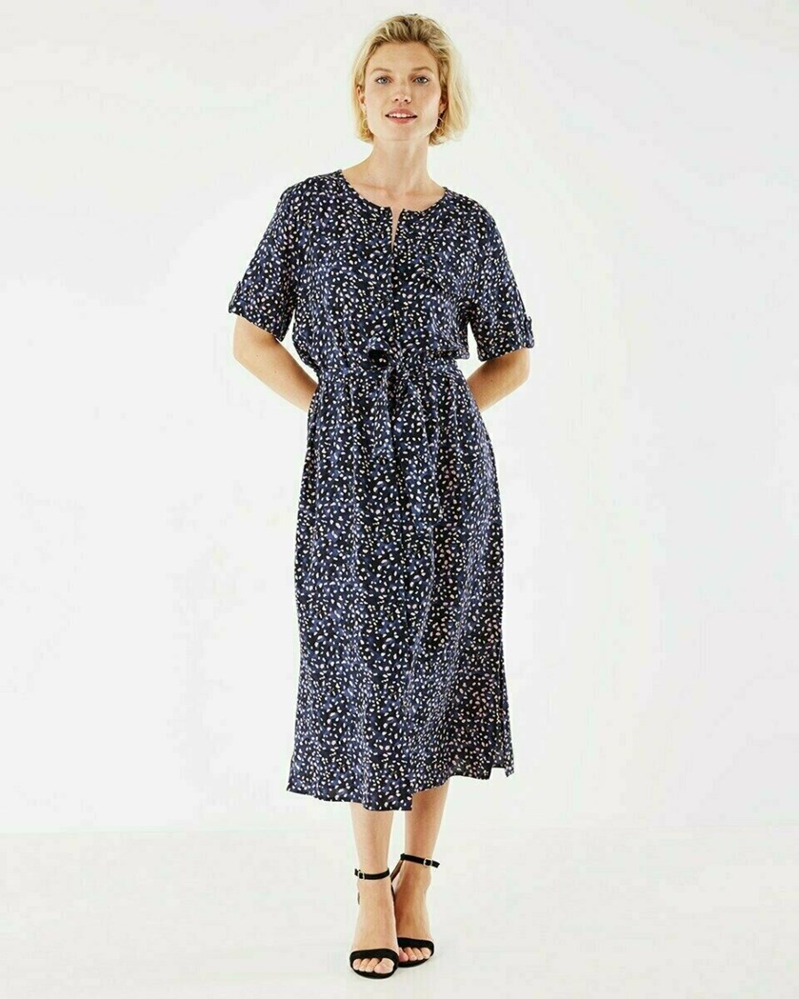 Mexx Button through dress Navy Niebieskie | MOVBT2835