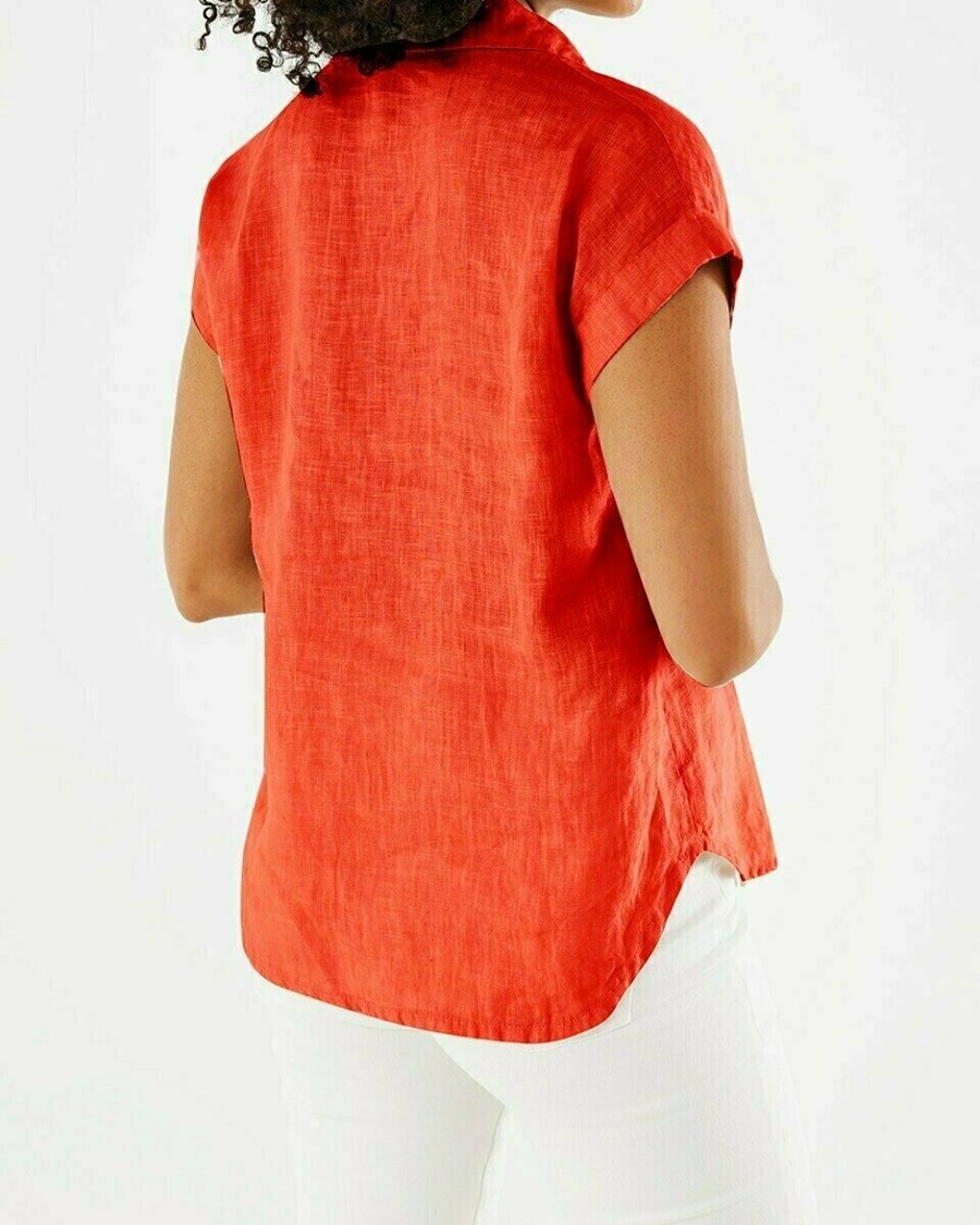 Mexx Capsleeve linen blouse Red Czerwone | UAWYJ1723