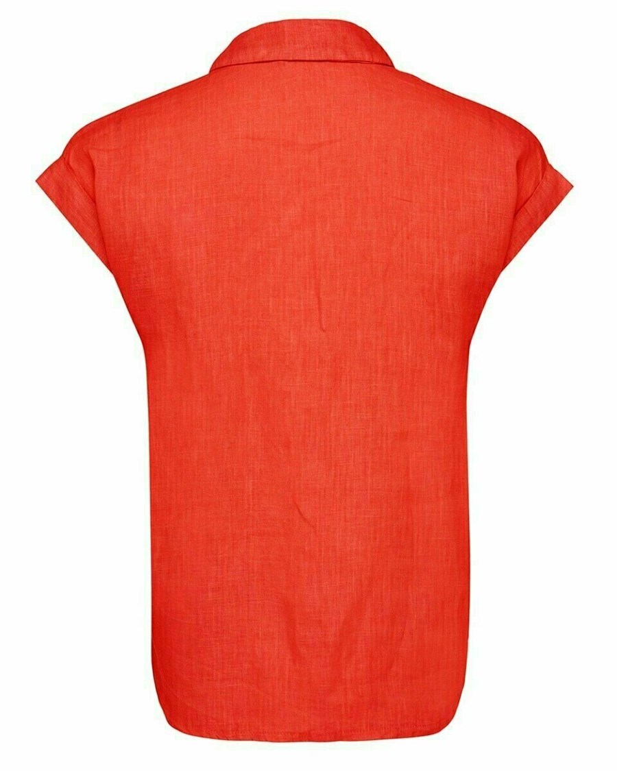 Mexx Capsleeve linen blouse Red Czerwone | UAWYJ1723