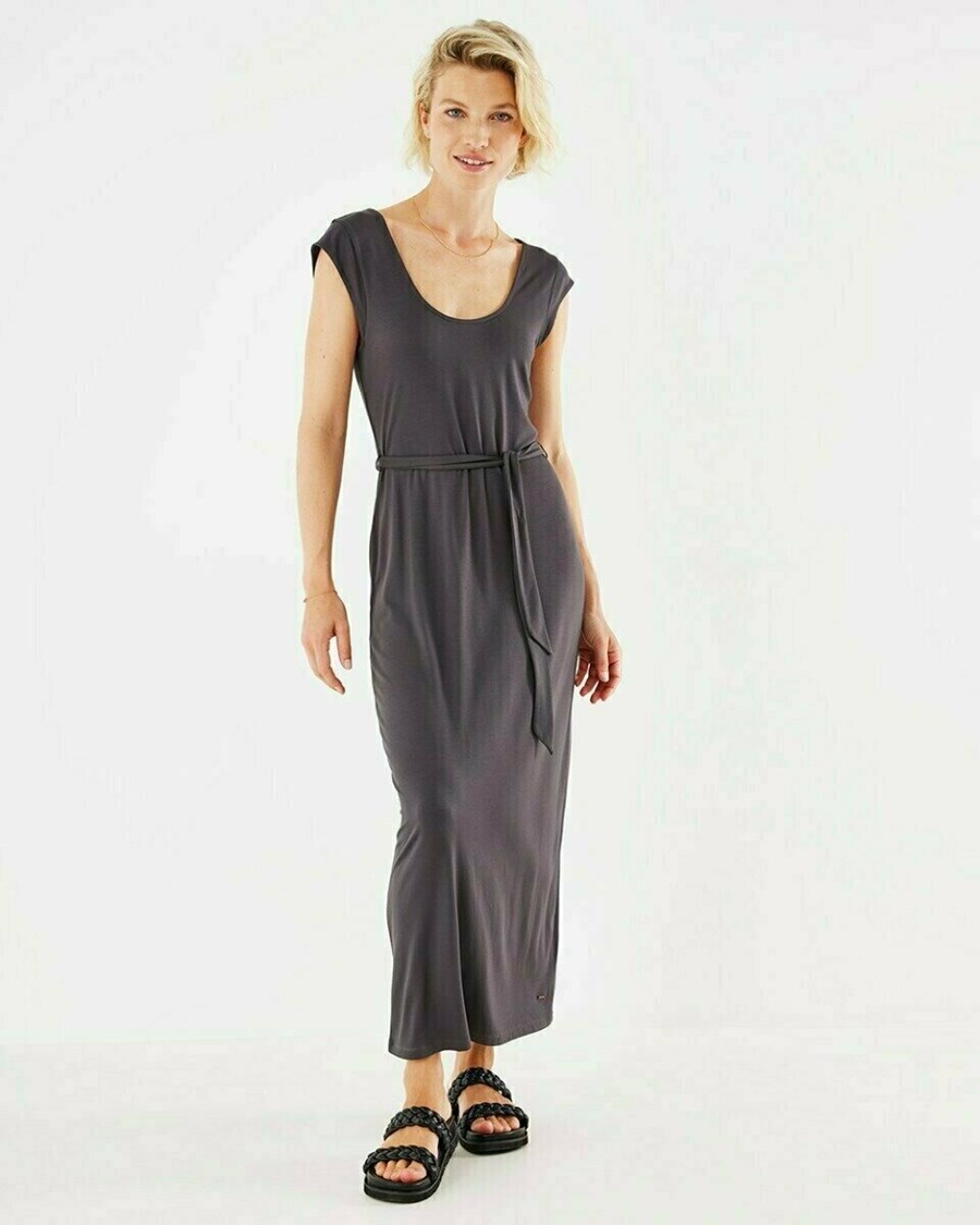 Mexx Capsleeve long dress Dark Grey Szare | YOVGU7421