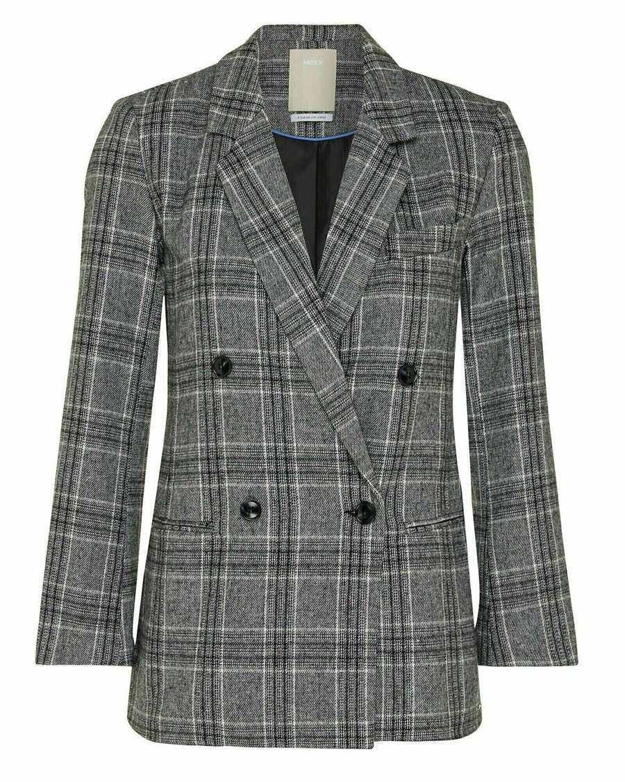 Mexx Check blazer Dark Grey Szare | DSZRI6495