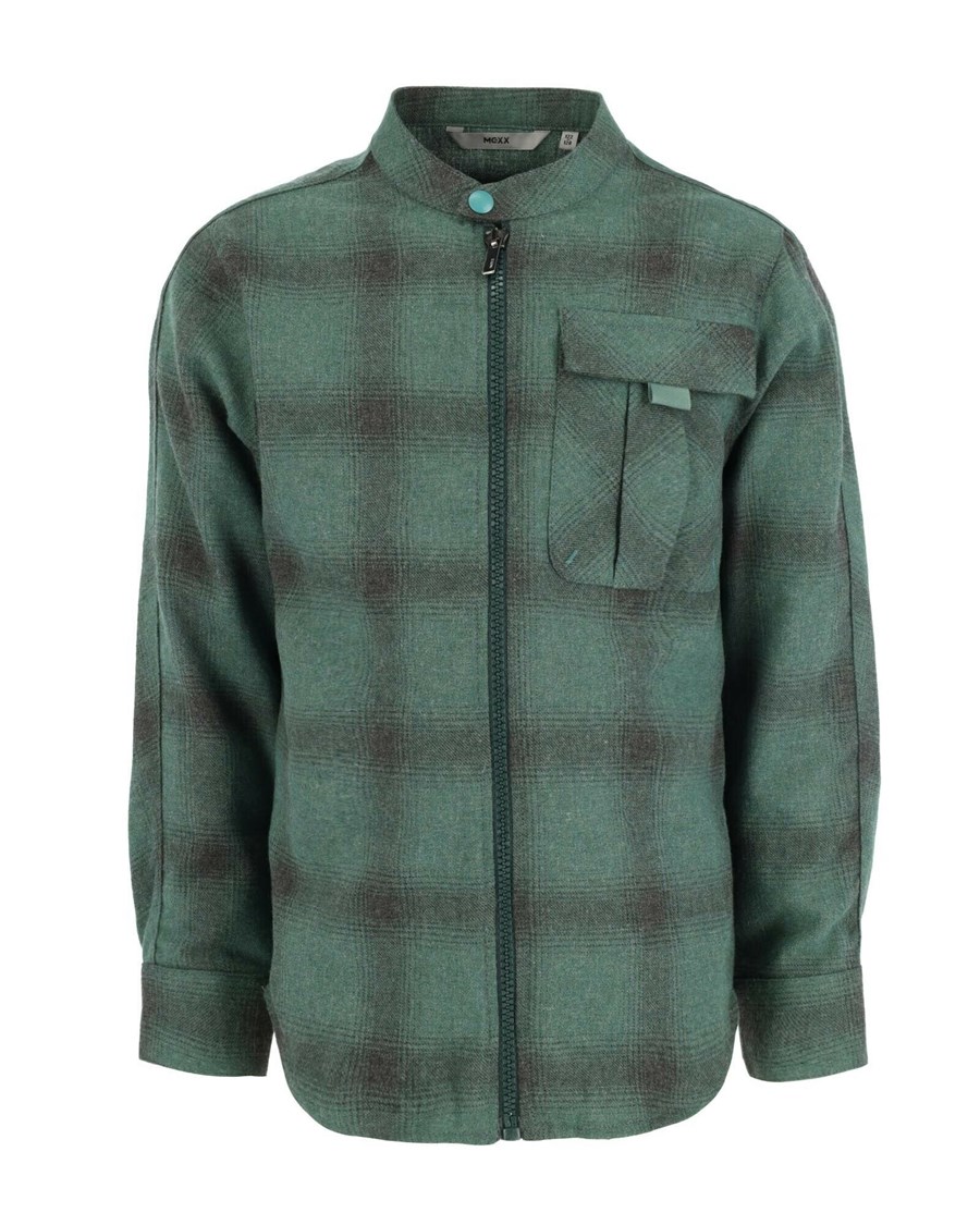 Mexx Checked zip through shirt Dark Green Zielone | TQCAI0947