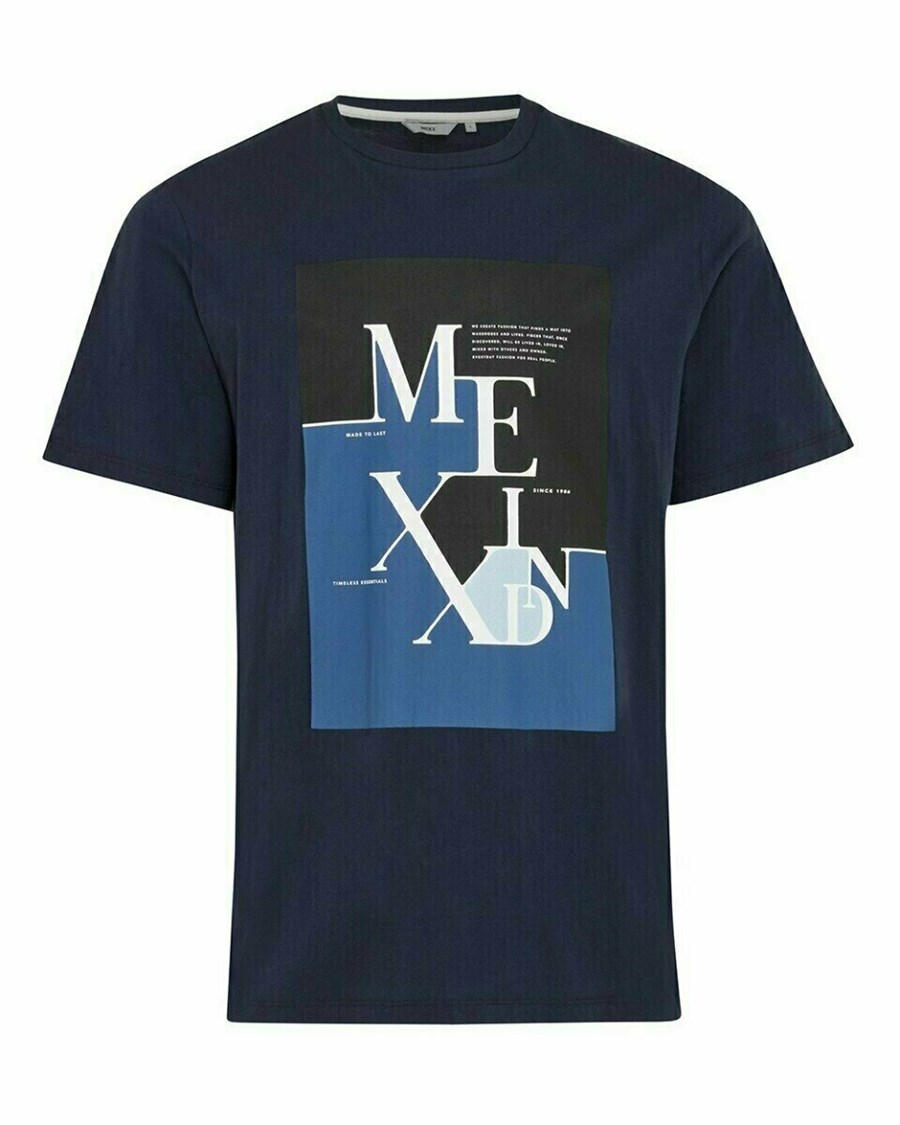 Mexx Chest print t-shirt Navy Niebieskie | KHTFL7261