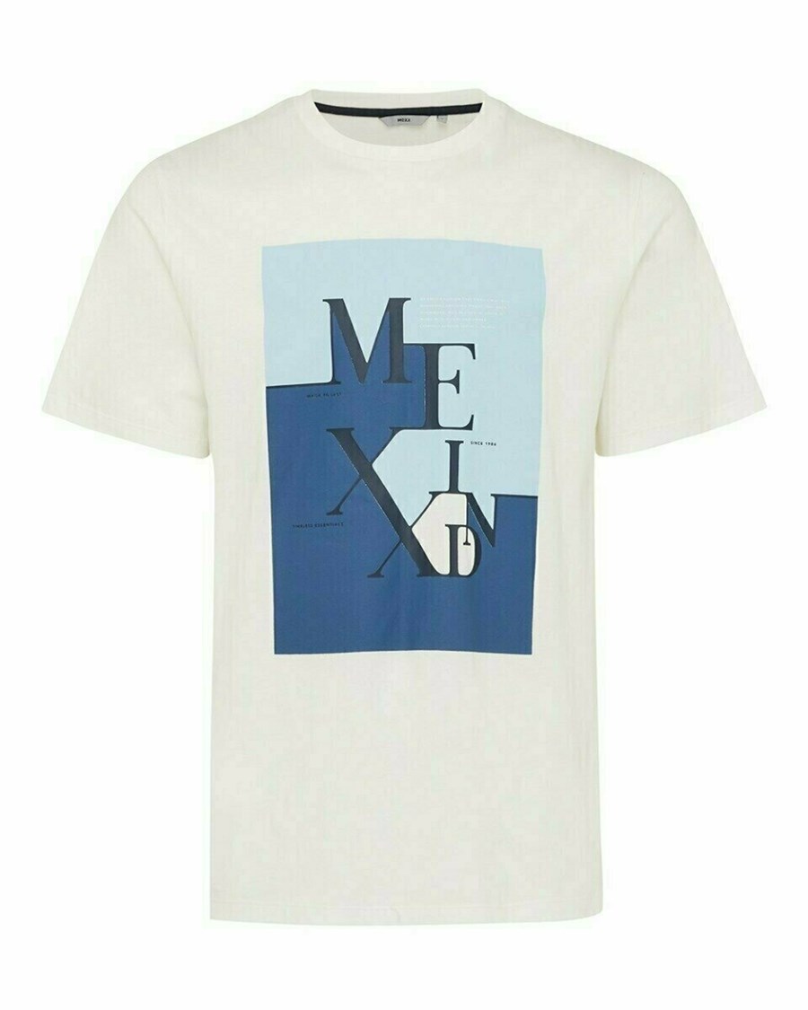 Mexx Chest print t-shirt Off white Białe | ACQVN8516