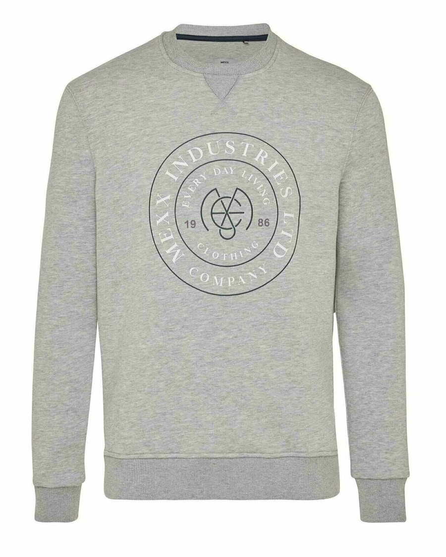 Mexx Crew neck sweatshirt with print Grey Melee Szare | LXRAB1725