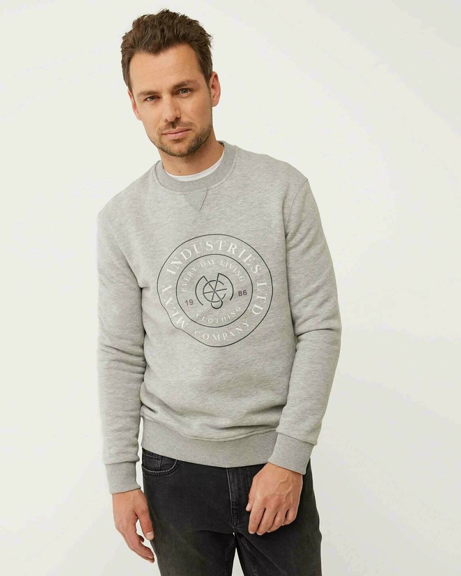 Mexx Crew neck sweatshirt with print Grey Melee Szare | LXRAB1725