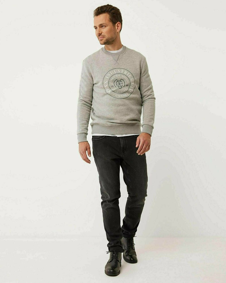 Mexx Crew neck sweatshirt with print Grey Melee Szare | LXRAB1725