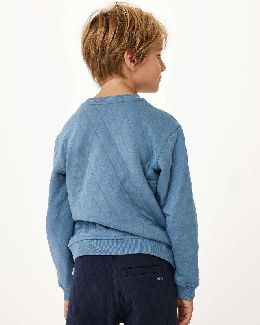 Mexx Crewneck sweater with quilting Mid Blue Niebieskie | SZBYE7419