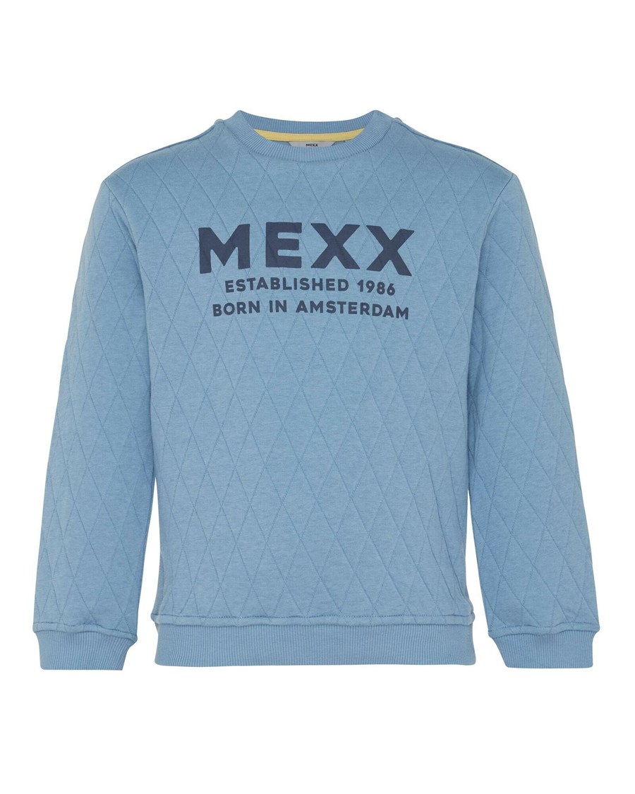 Mexx Crewneck sweater with quilting Mid Blue Niebieskie | SZBYE7419