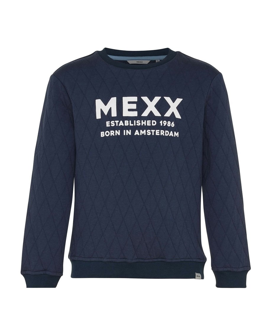 Mexx Crewneck sweater with quilting Navy Niebieskie | YPNJW2903