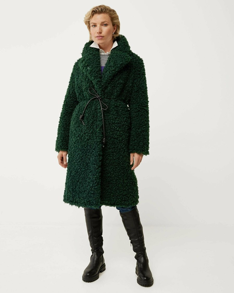 Mexx Faux fur coat with belt Dark Green Zielone | UMVLI3820