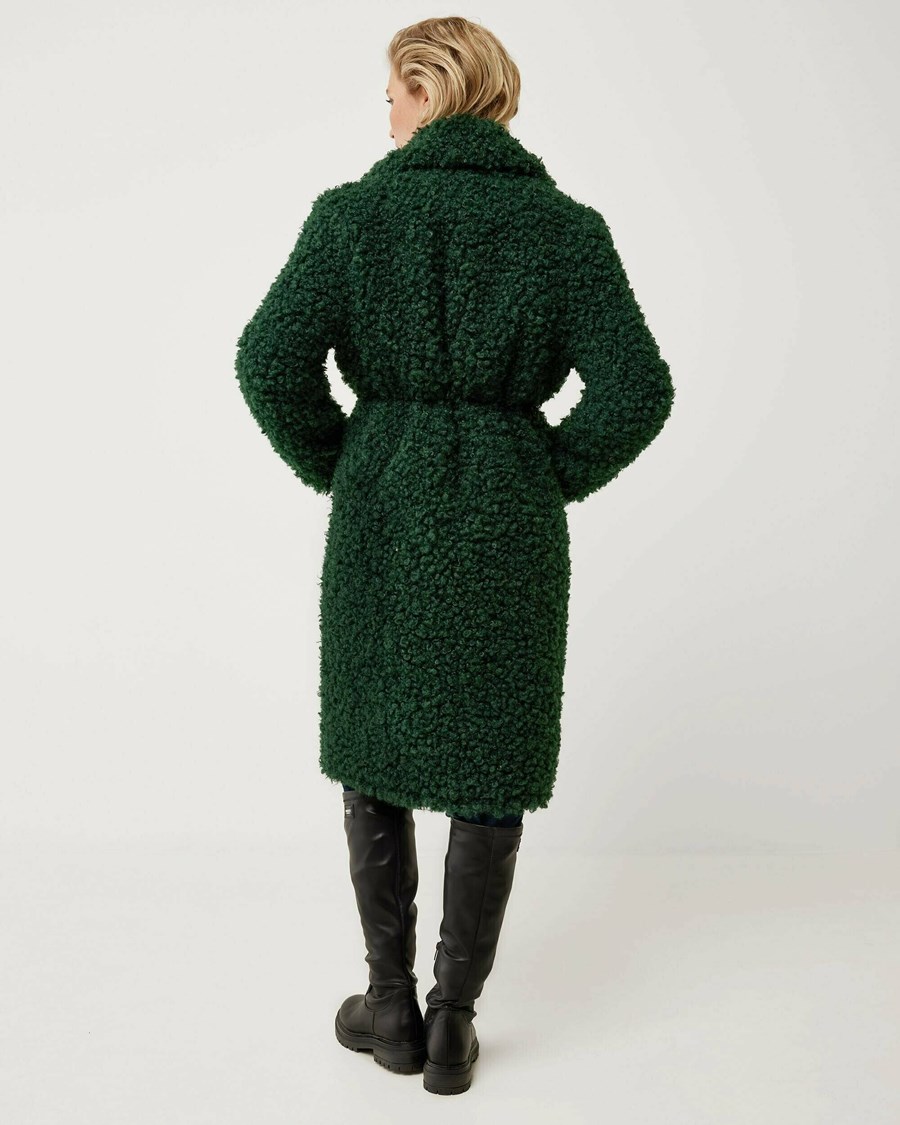 Mexx Faux fur coat with belt Dark Green Zielone | UMVLI3820