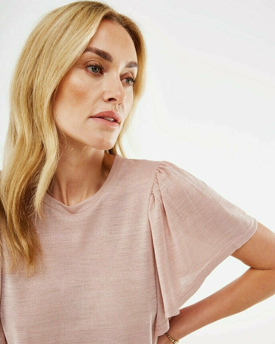 Mexx Flutter sleeve tee Mid Pink Różowe | HTLKU5607