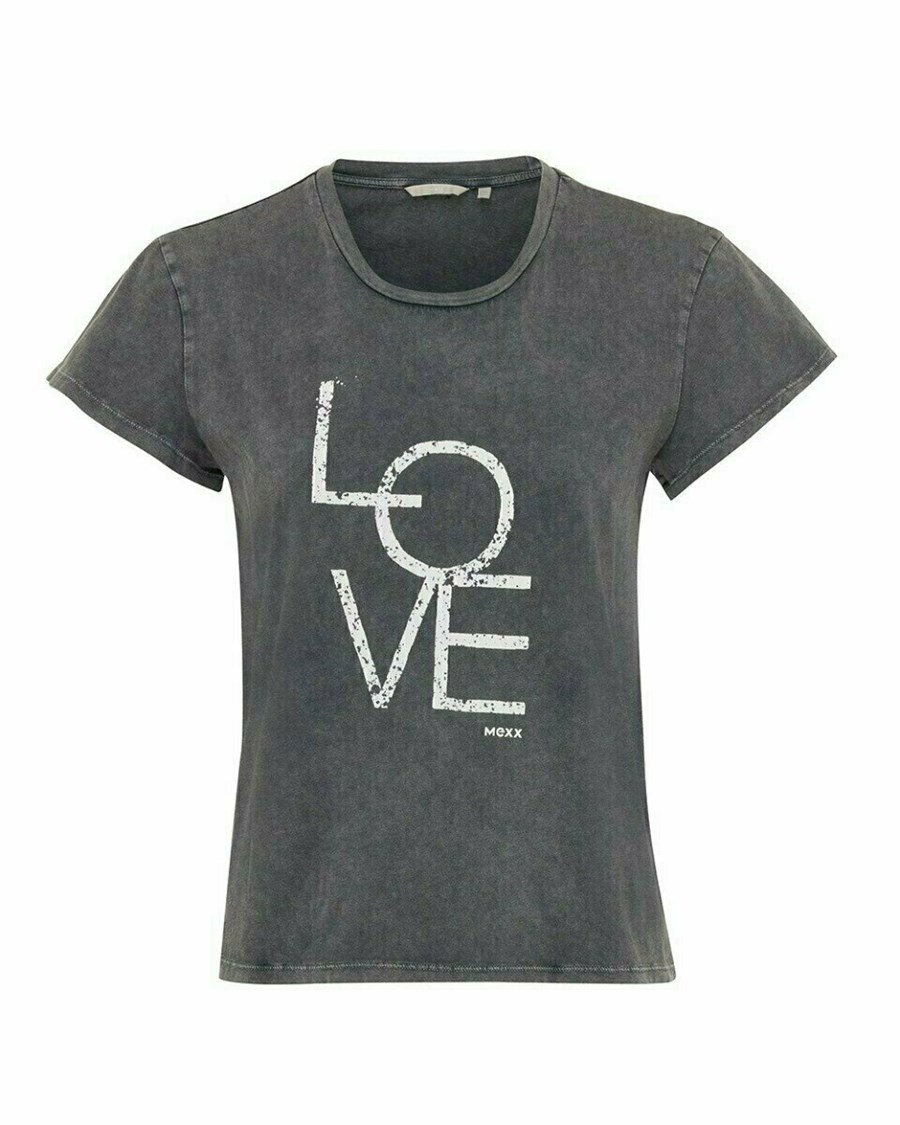 Mexx Fluttersleeve tee Dark Grey Szare | KNIYJ0984