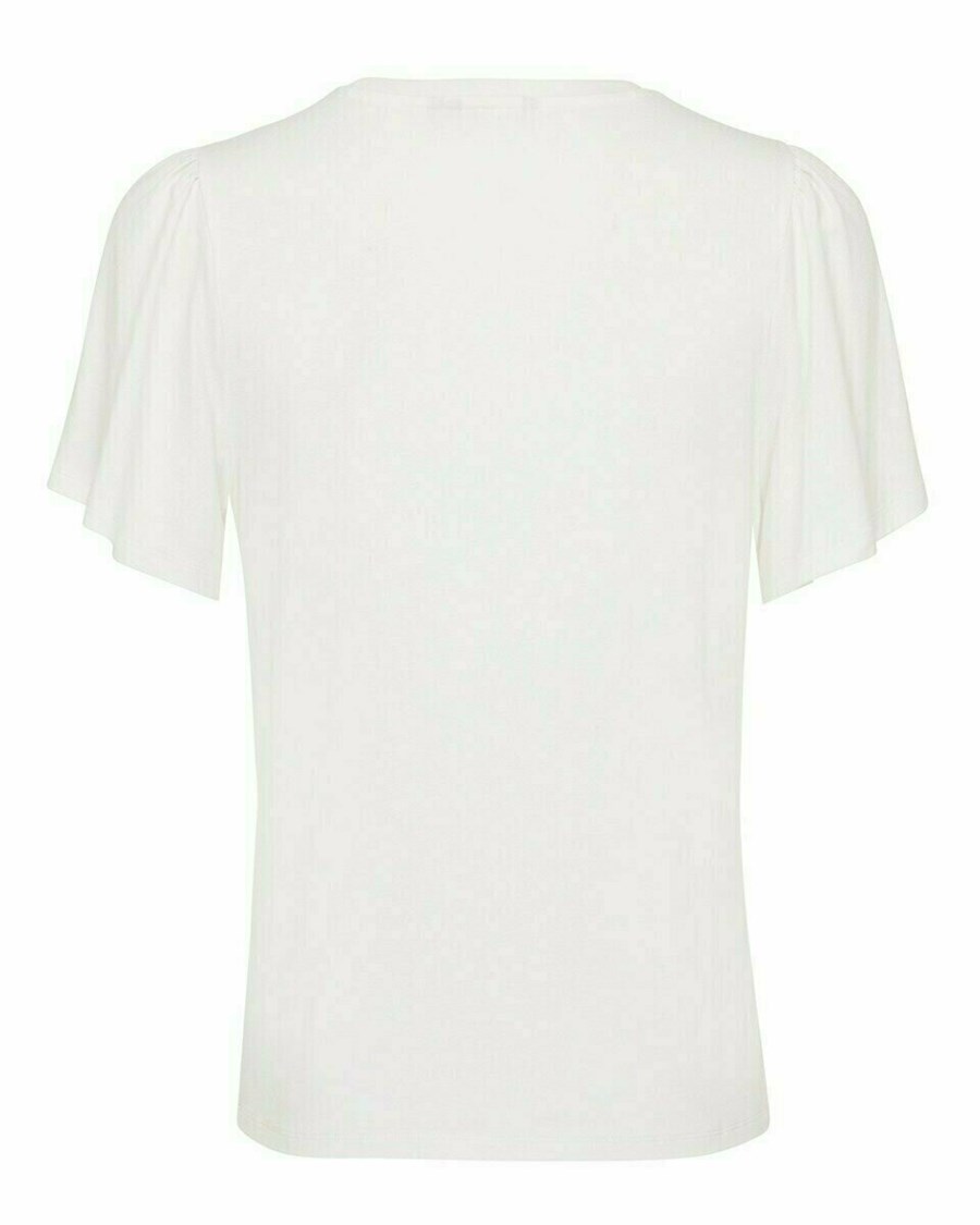 Mexx Fluttersleeve tee Off white Białe | FEZSA1635