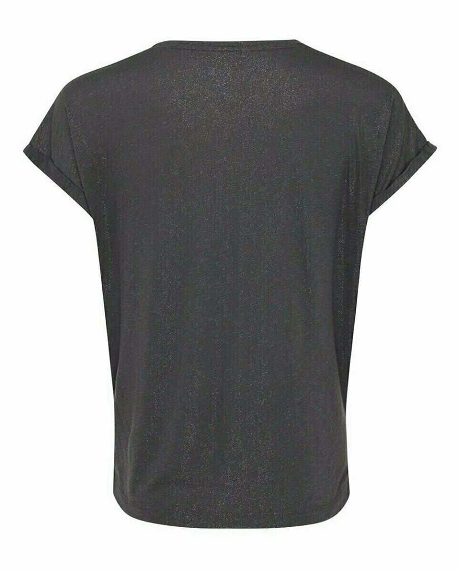 Mexx Foil coated v-neck tee Dark Grey Szare | JGTPB1750