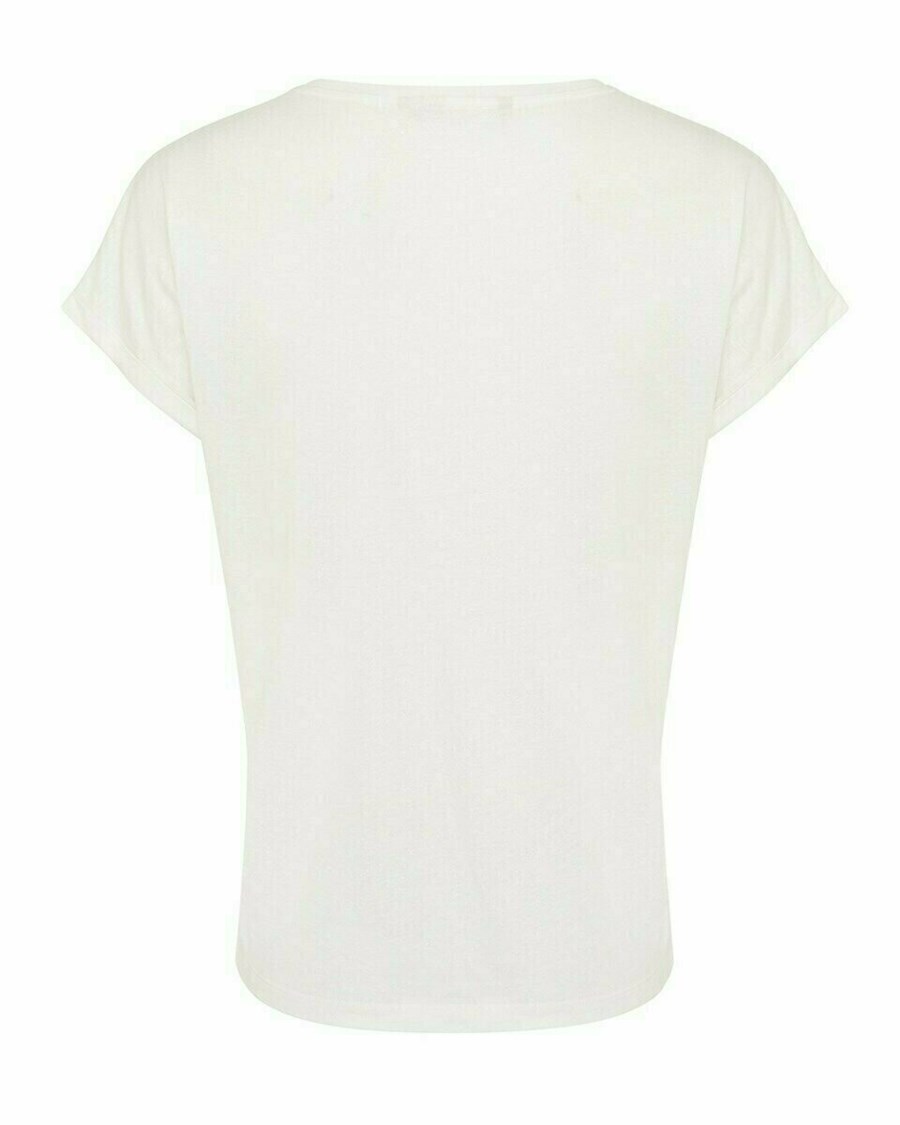 Mexx Foil coated v-neck tee Off white Białe | BICAK1892