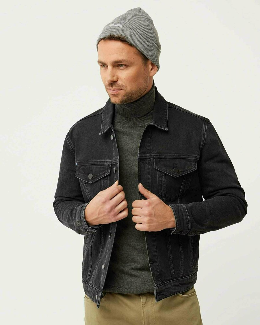 Mexx GLEN Denim jacket Black Used Czarne | LVNAR0438