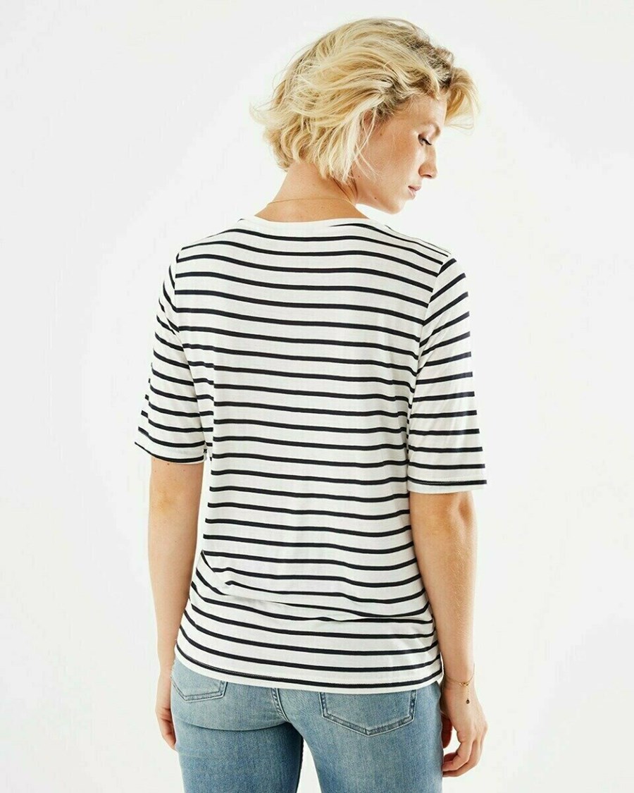 Mexx Half sleeve striped tee Off white Białe | MJHXN3712