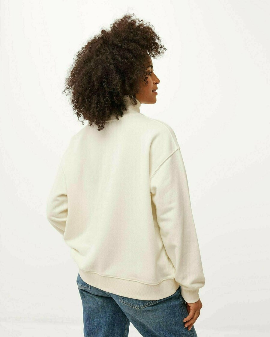 Mexx High neck loose fit sweater Off White Białe | VWTFU1256