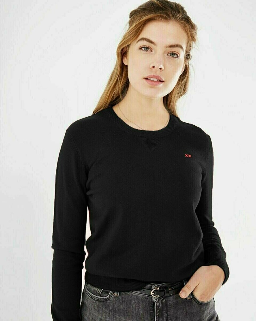 Mexx ILONA Round neck Pullover Black Czarne | VUFCT5687