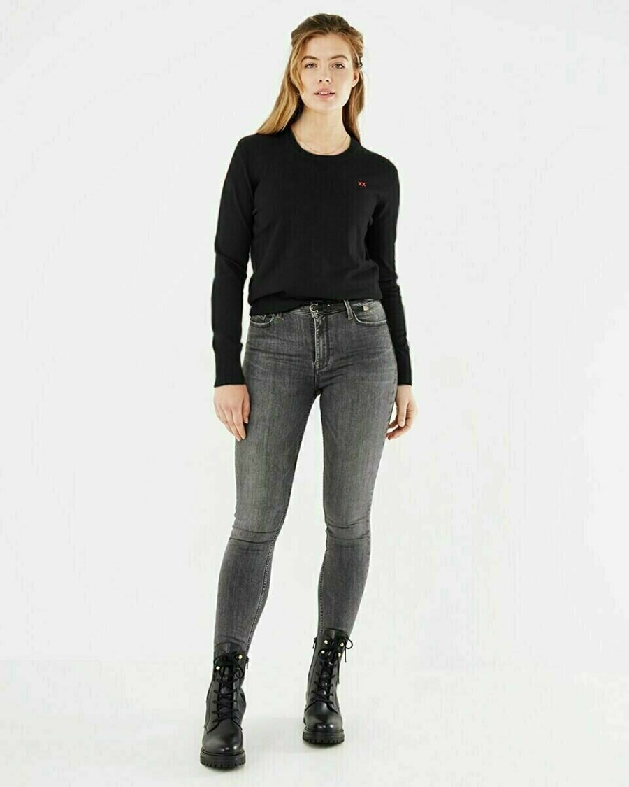 Mexx ILONA Round neck Pullover Black Czarne | VUFCT5687