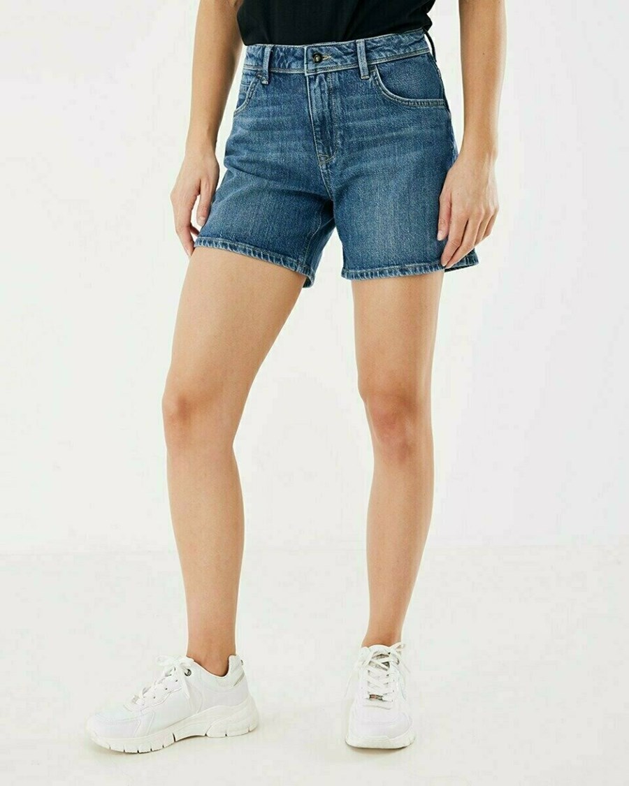 Mexx INA SHORT Mid waist/ Relaxed leg jeans Vintage Blue Niebieskie | PYDTI1748