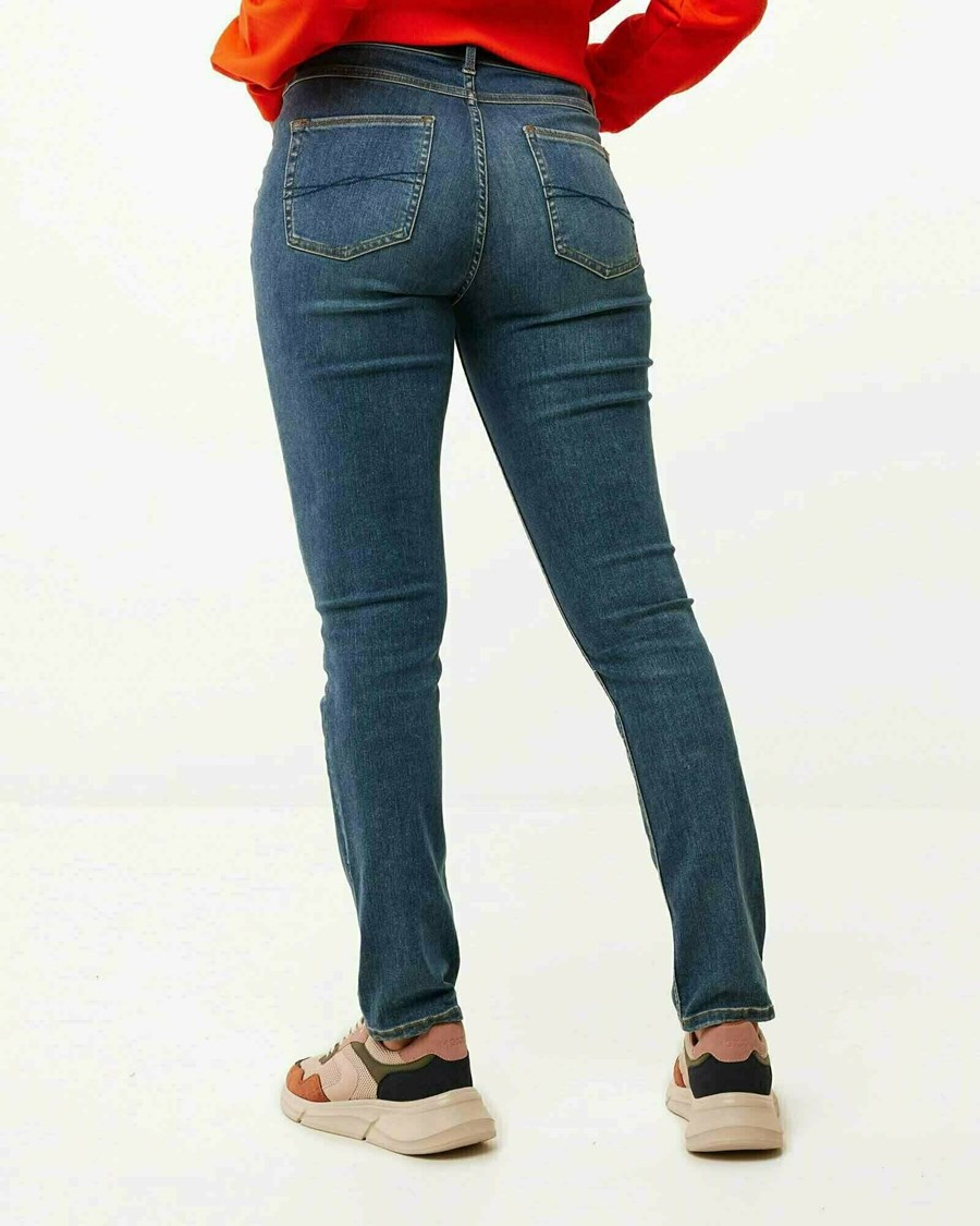 Mexx JENNA Mid waist/ Slim leg jeans Klasyczne Blue Niebieskie | PMXBE5837