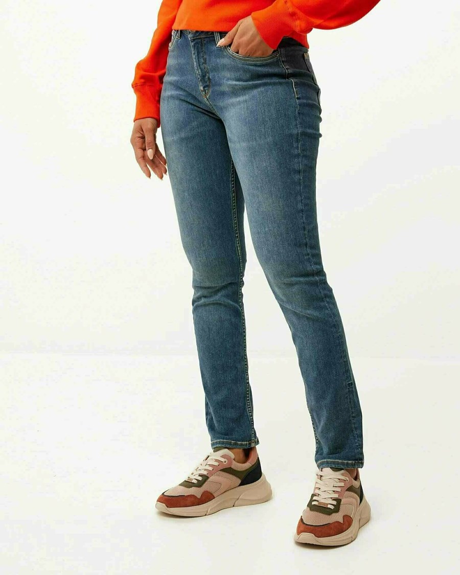 Mexx JENNA Mid waist/ Slim leg jeans Klasyczne Blue Niebieskie | PMXBE5837