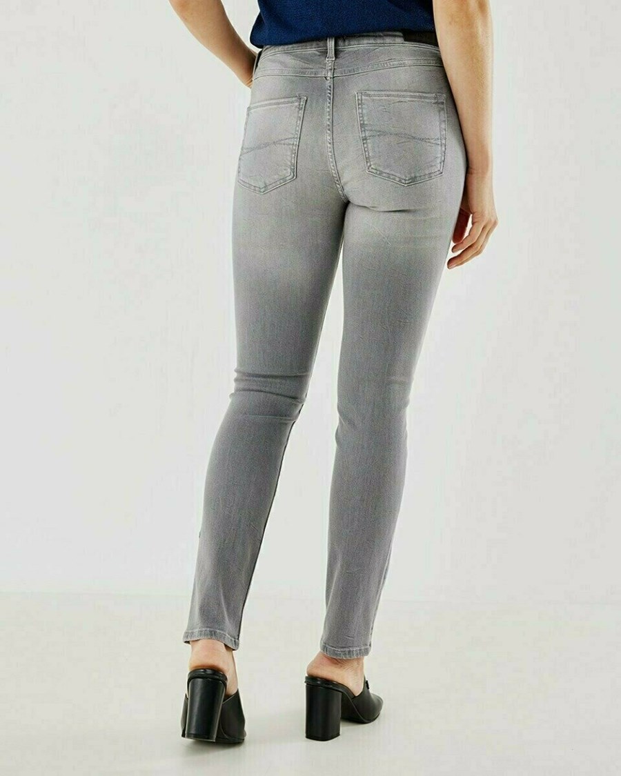 Mexx JENNA Mid waist/ Slim leg jeans Light Grey Szare | LNJGU1689