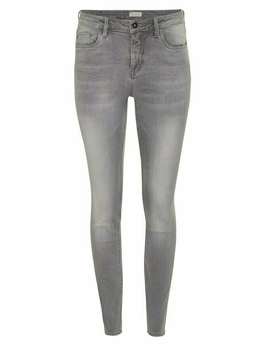 Mexx JENNA Mid waist/ Slim leg jeans Light Grey Szare | LNJGU1689