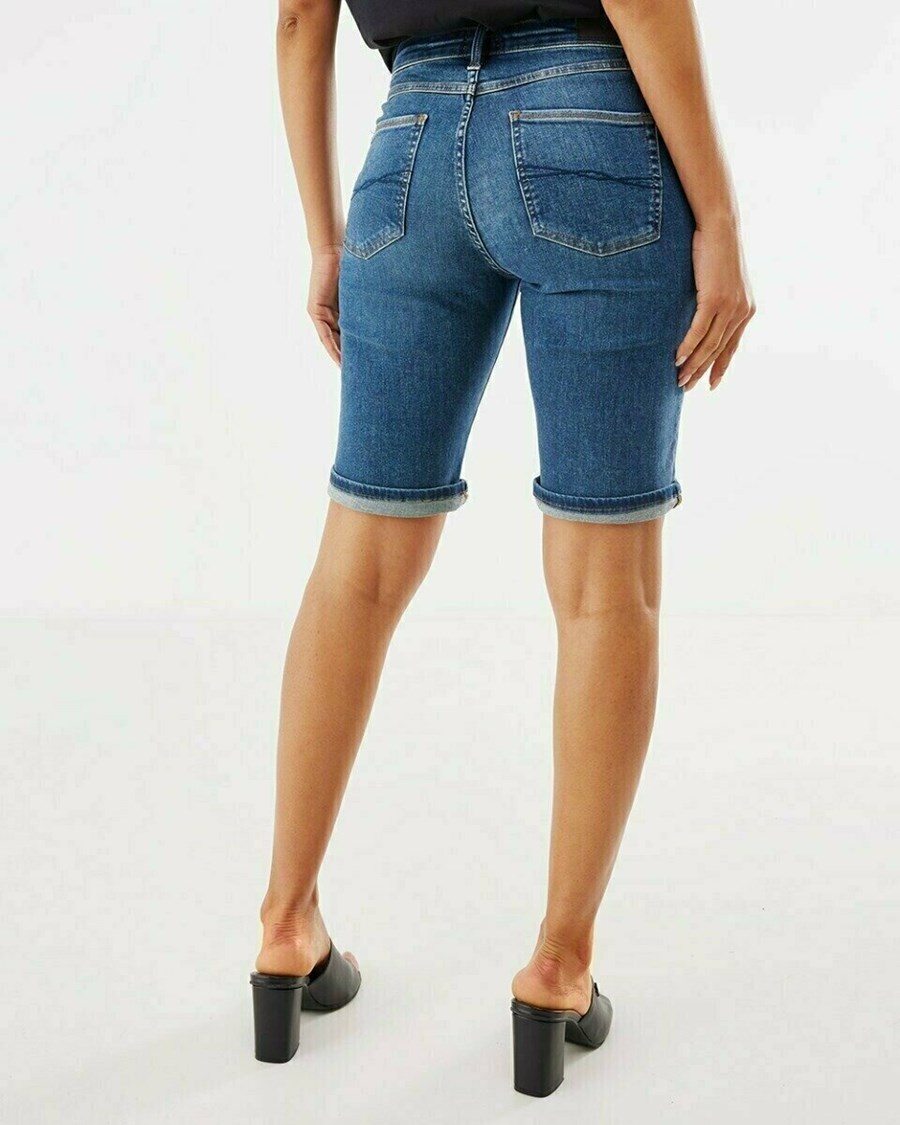 Mexx JENNA SHORT Mid waist/ Slim leg jeans Klasyczne Blue Niebieskie | XSWLH5614