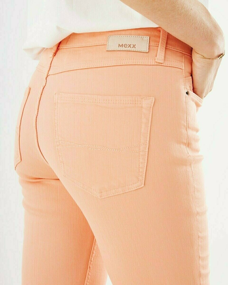 Mexx JENNA cropped Mid waist/ Cropped slim leg jeans Coral Pomarańczowe | ATEZN6345