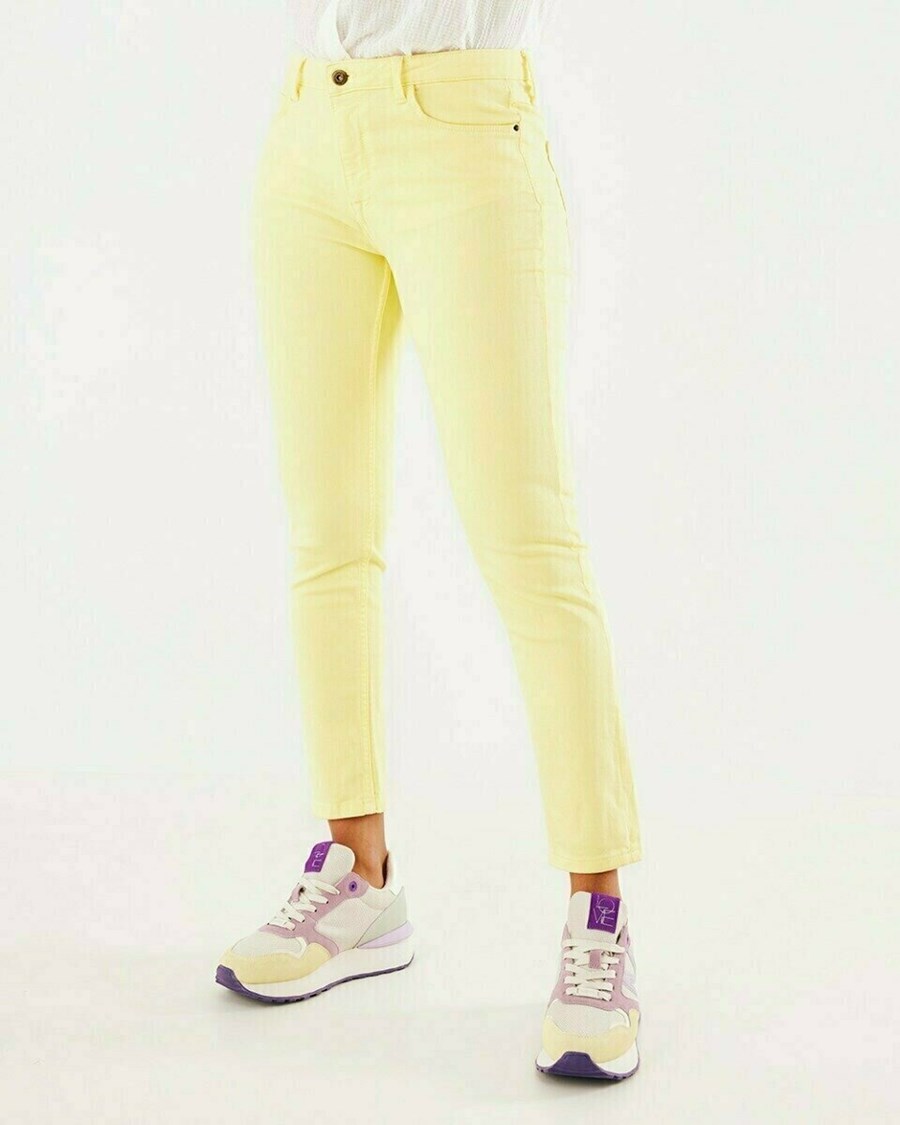 Mexx JENNA cropped Mid waist/ Cropped slim leg jeans Yellow Żółte | UOJEY1476