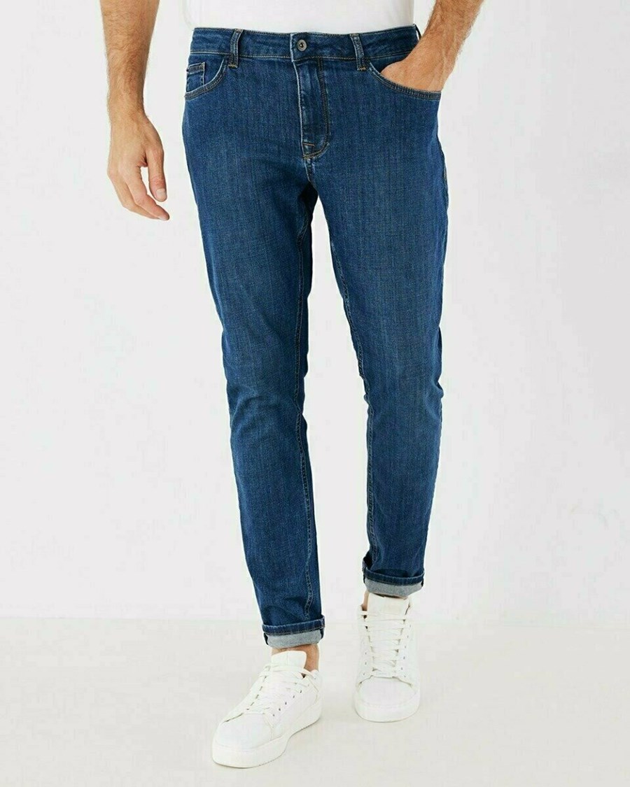 Mexx JIM Mid waist/ Tapered leg jeans Medium Blue Niebieskie | LHVKD1475