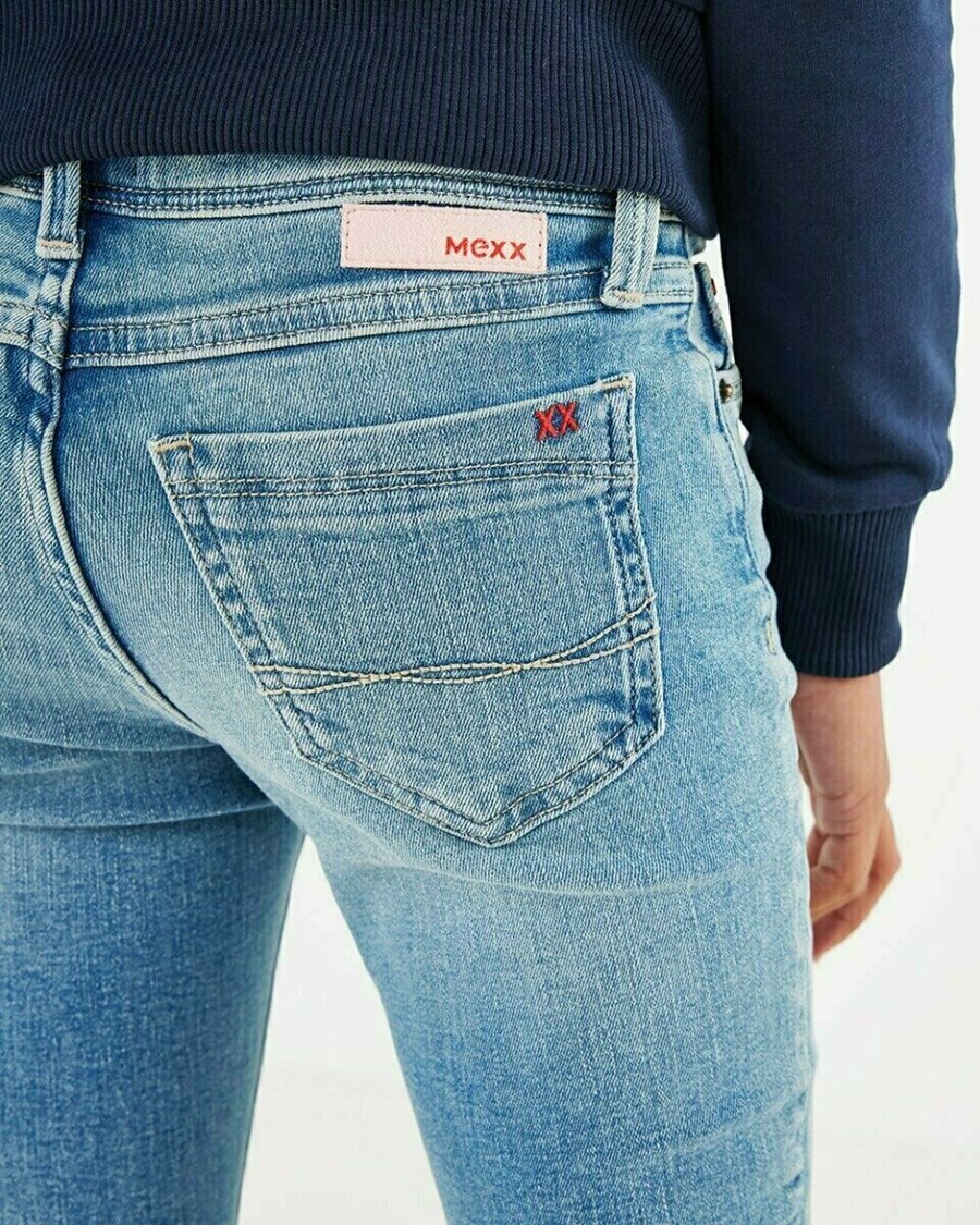 Mexx JUNO Mid waist/ Slim leg jeans Light Vintage Niebieskie | EZGQA0976