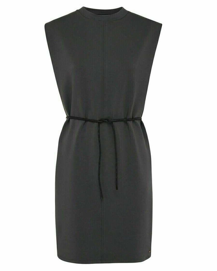 Mexx Jersey rib neck dress Dark Grey Szare | ZERCU4398