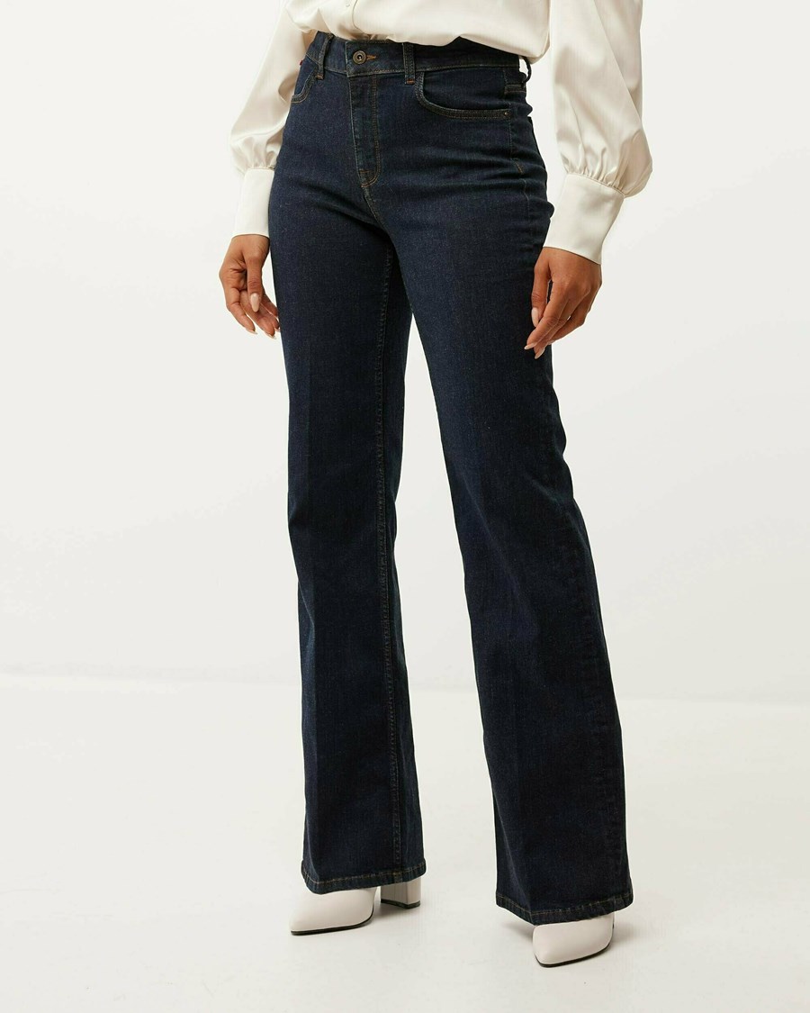 Mexx KIM High waist/ Prosty leg jeans Blue Rinsed Niebieskie | BTXMJ0576