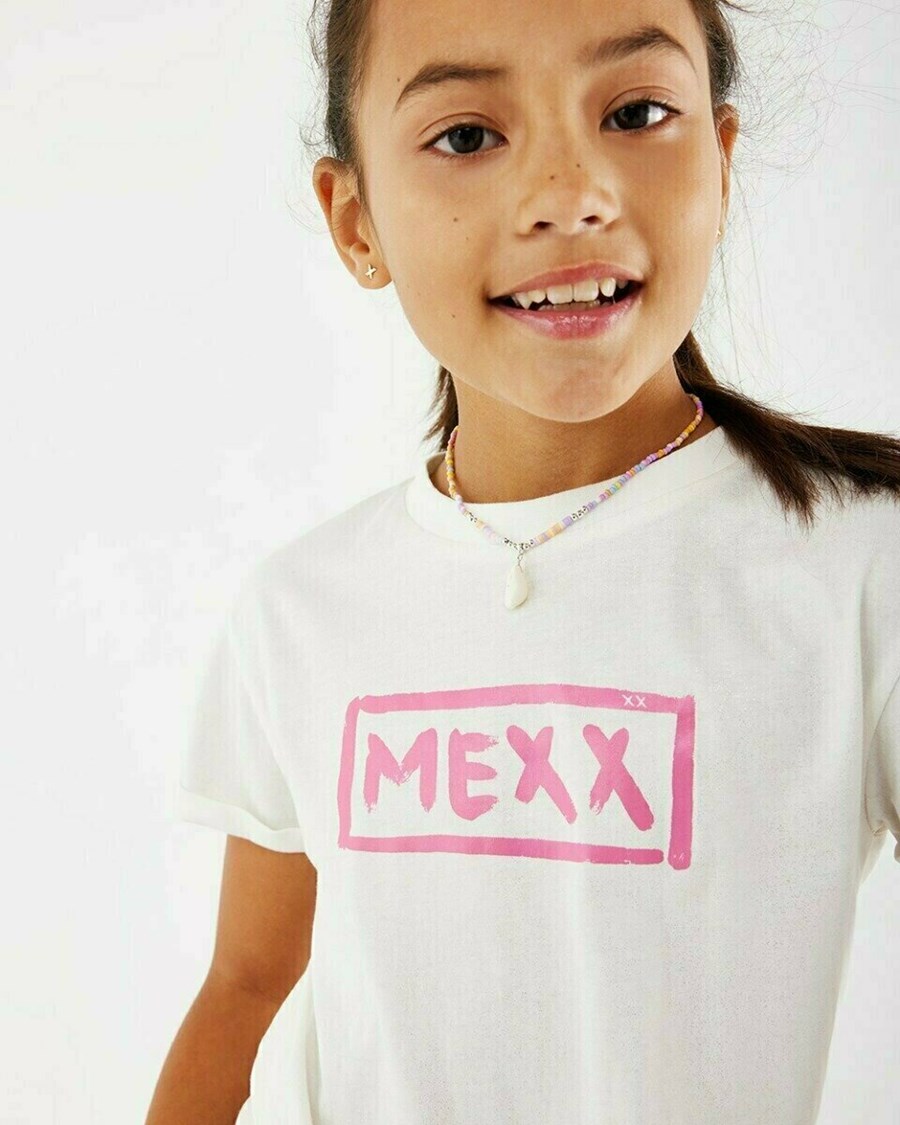 Mexx Knotted artwork t-shirt Off white Białe | YKRUJ0534