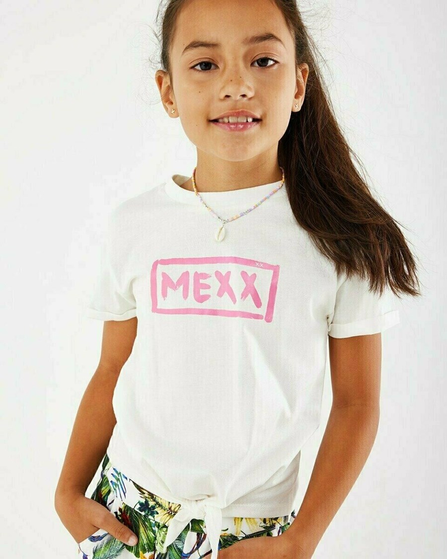 Mexx Knotted artwork t-shirt Off white Białe | YKRUJ0534