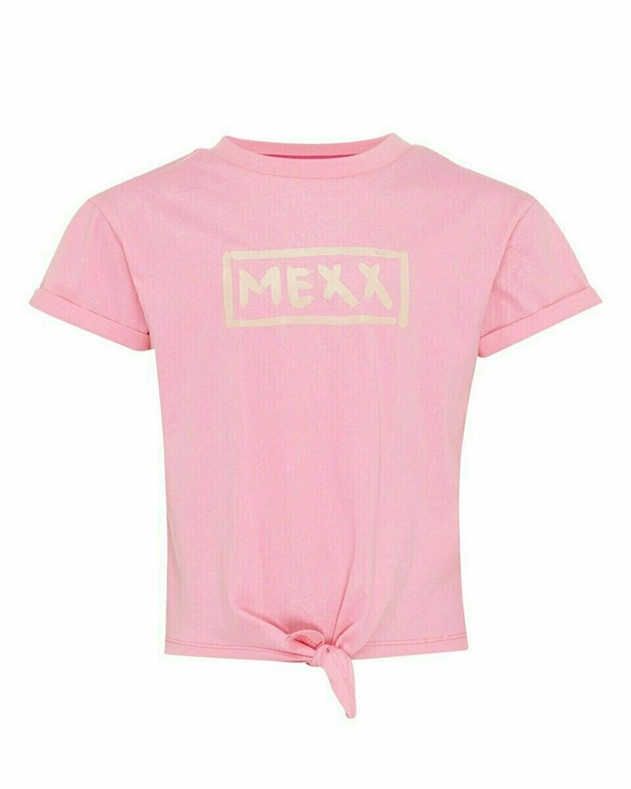 Mexx Knotted glitter t-shirt Pink Różowe | LGWTZ5283