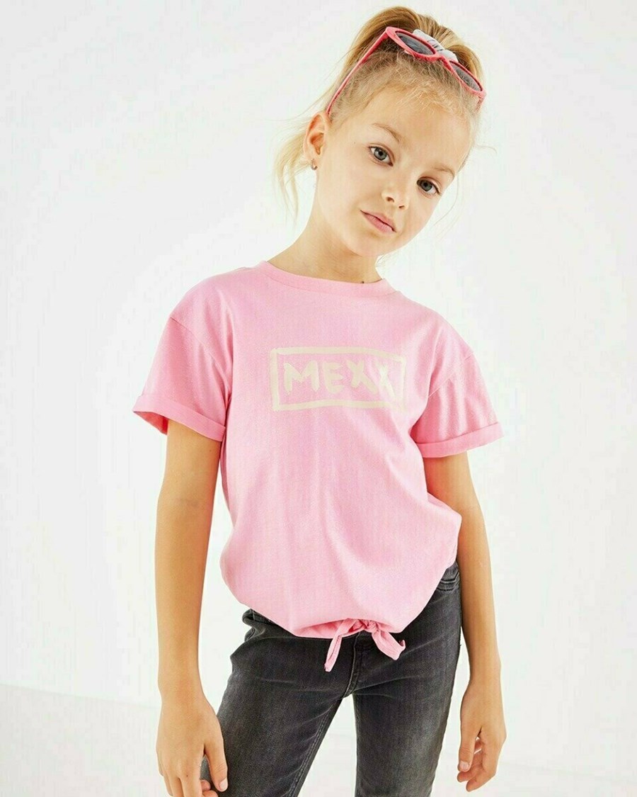 Mexx Knotted glitter t-shirt Pink Różowe | LGWTZ5283